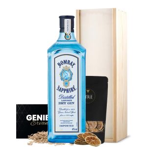 Bombay Sapphire gin in kist 