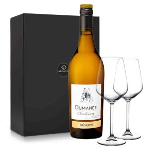 Wijnpakket 'Chardonnay' met 2 glazen