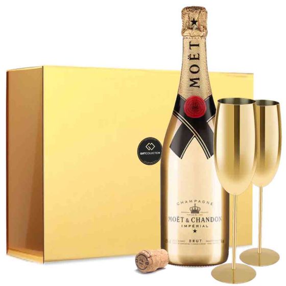 Champagnepakket Moët & Chandon Brut gold met 2 flutes